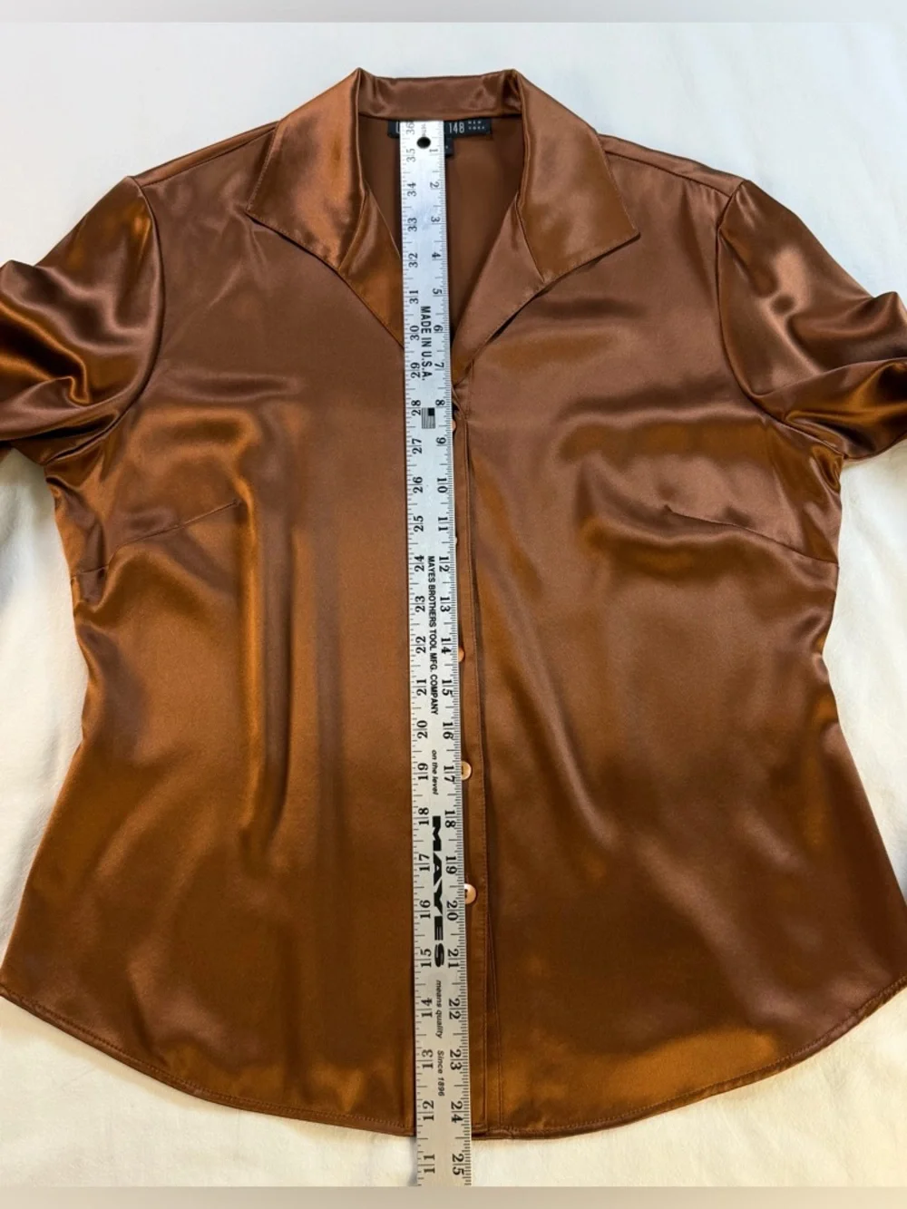 Lafayette 148 New York Chocolate Brown Silk Button-Down Blouse Size 6 - Picture 8 of 11